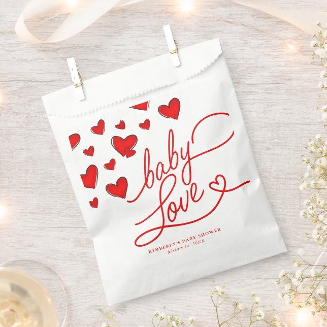 Sacolinha Namorados Red Hearts Baby Love Chá de fraldas (Cortado)