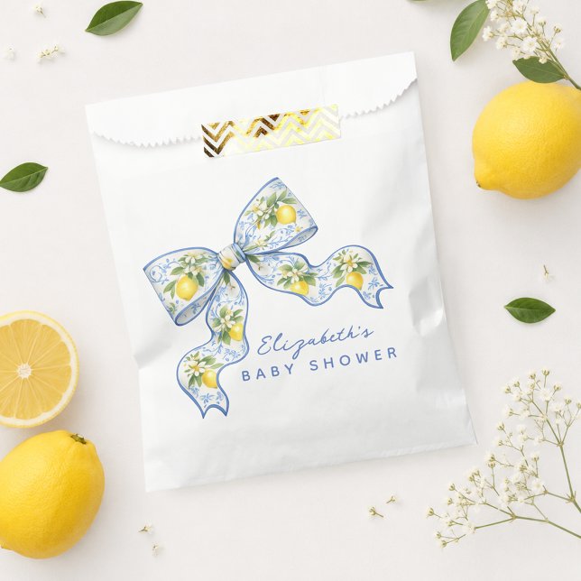 Sacolinha Não Vemos a Hora de Apertar Você Chuvinha de Amor  (We Can't Wait to Squeeze You Lemon Baby Shower Favor Bag)