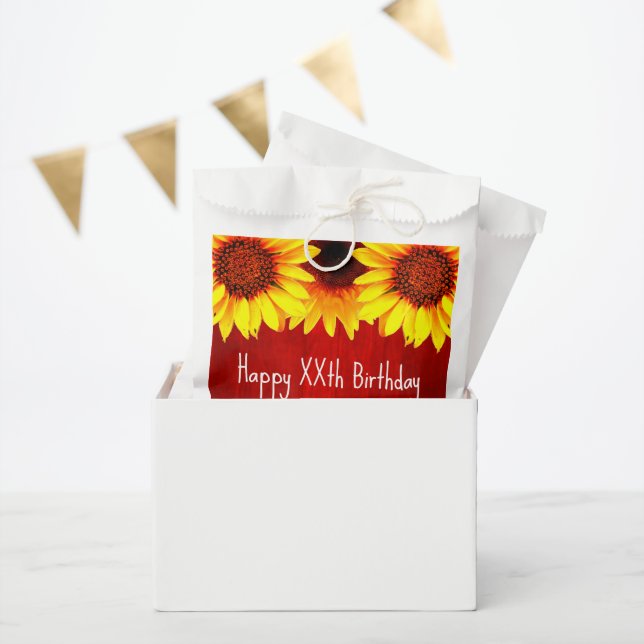 Sacolinha Nascimento de Madeira Rústica Sunflower (Festa)