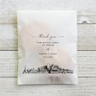 Sacolinha Nashville Skyline Wedding Obrigado A Favor Bolsas