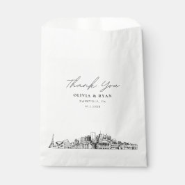 Sacolinha Nashville Wedding Skyline Personalizado Favor Bag