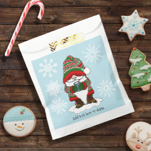 Sacolinha Natal Aconchegante Gnomo Verde Vermelho Inverno Fo