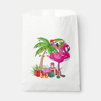 Sacolinha Natal De Flamingo Rosa Tropical Em Julho Pa
