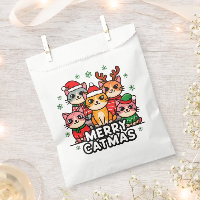 Sacolinha Natal Felino Divertido de Natal (Cortado)