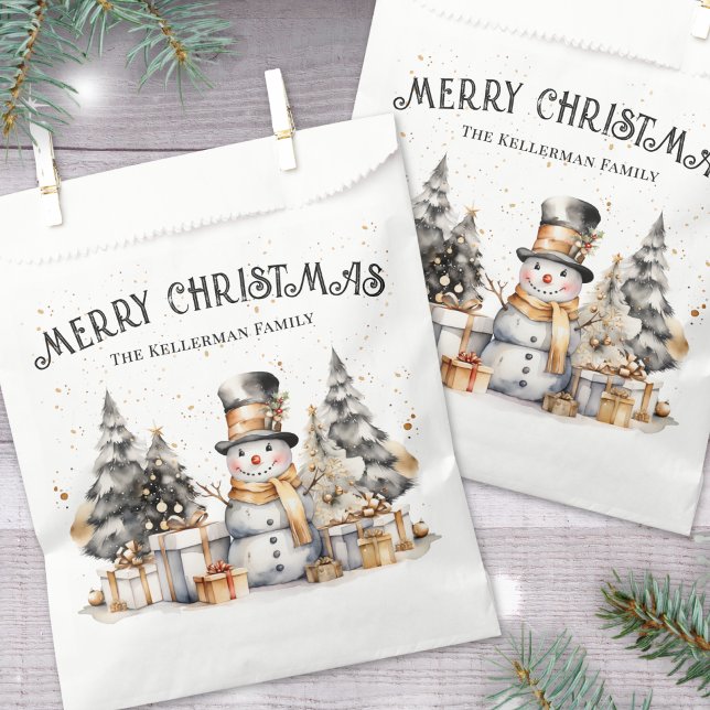 Sacolinha Natal Festivo Branco Negro Feliz Natal (Black White Festive Winter Merry Christmas Favor Bag)
