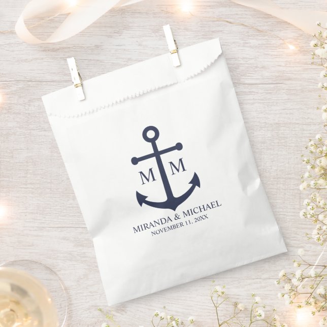 Sacolinha Nautical Navy Blue Anchor Wedding (Cortado)