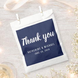 Sacolinha Navy Blue Script Wedding Favor Bags