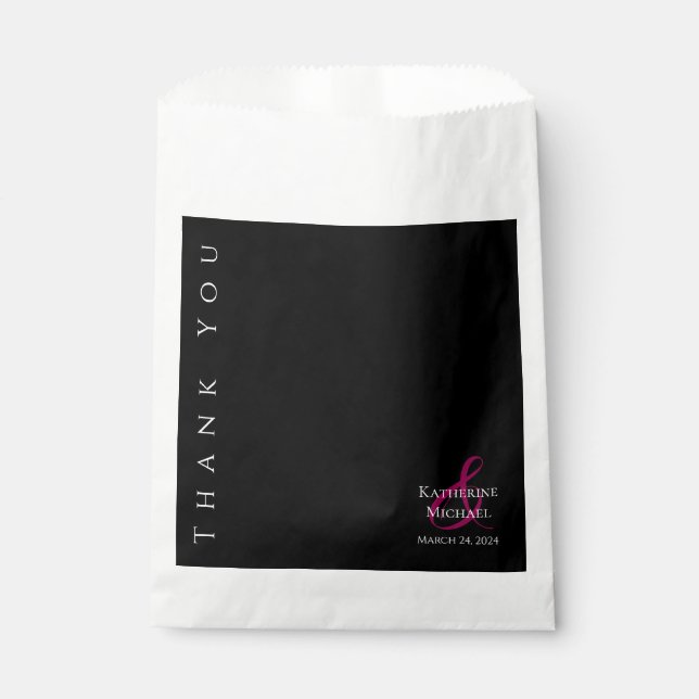 Sacolinha Negra Moderna e Casamento Branco Obrigado. (Frente)