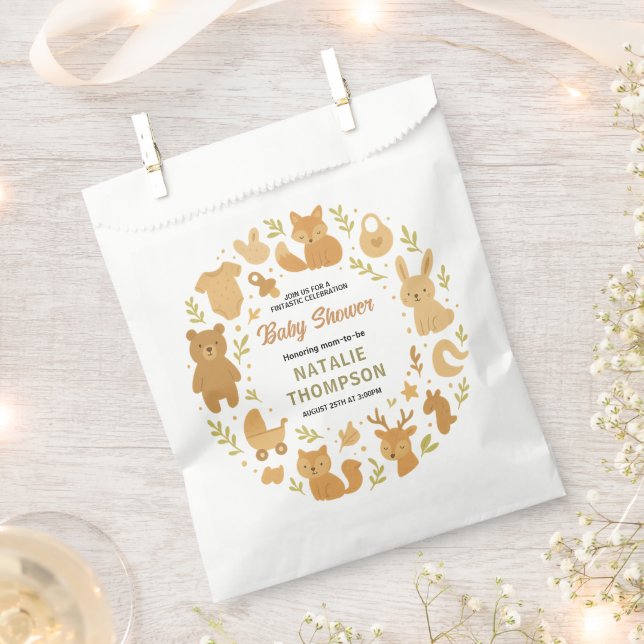 Sacolinha Neutral Baby Boy Shower | Cute Safari Animal (Cortado)