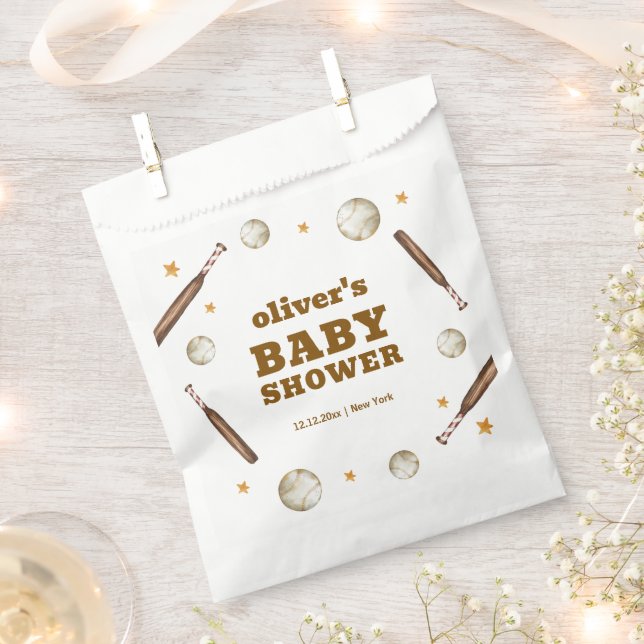 Sacolinha Neutral Batter Up Baseball Sport Boy Baby Shower  (Cortado)