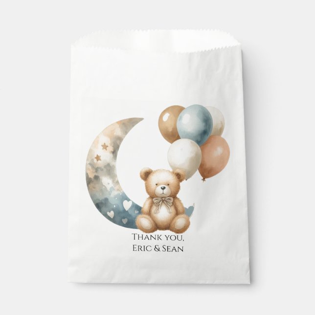 Sacolinha Neutral Teddy Bear Gender Reveal Favor Bag (Frente)