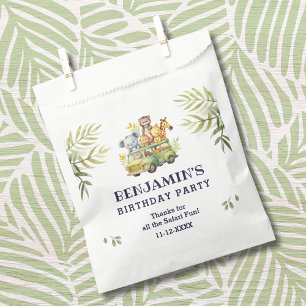 Sacolinha Nome Cute Safari Animal Jungle Aniversário Obrigad