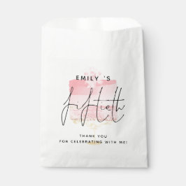Sacolinha Nome do Bolo Rosa 50ª Festa de aniversário Obrigad