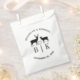 Sacolinha Nome do Casal Cervo Monograma Casamento Rústico Pa