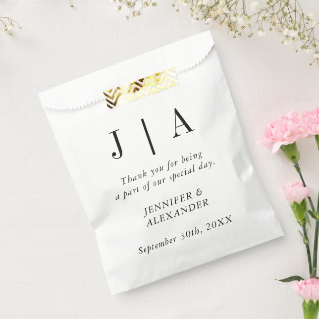 Sacolinha Nome Do Casal Simples, Preto E Monograma Branco (Selado)