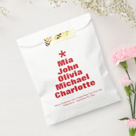 Sacolinha Nomes de família personalizados vermelhos e branco