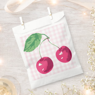 Sacolinha "Nossa doce cereja", aniversário rosa e verde