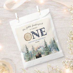 Sacolinha Nosso Pequeno Lumberjack Bear Blue primeiro aniver