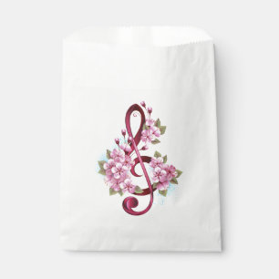 Sacolinha Notas de clave de trecho musical com flores de Sak