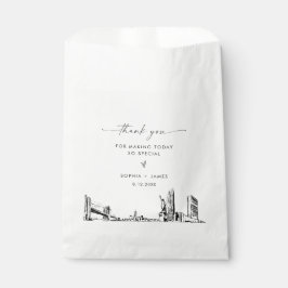 Sacolinha Nova Iorque Skyline Wedding Obrigado Por Bolsas