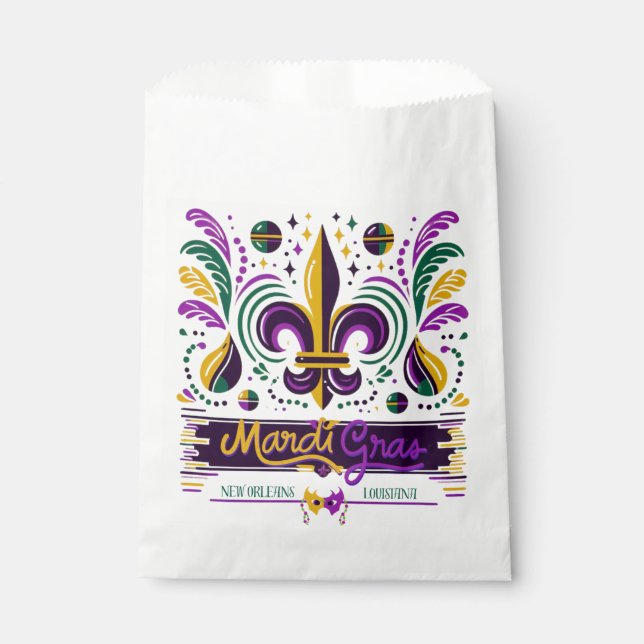 Sacolinha Nova Orleans Mardi Gras verde-roxo (Frente)