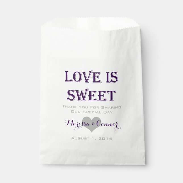 Sacolinha O Amor É Bolsas De Casamento Roxo-Escuro Doce (Frente)