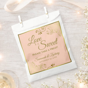 Sacolinha O Amor é Doce Coral Elegante Pêssego & Casamento D