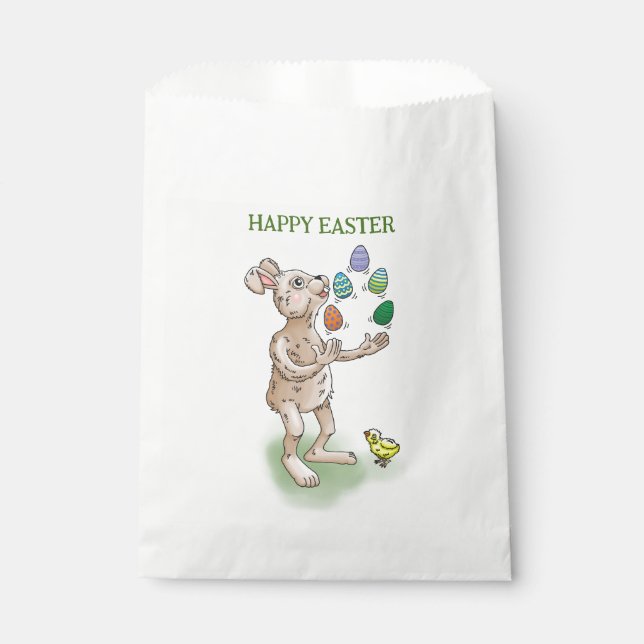 Sacolinha O Coelhinho da Páscoa juga com os ovos da Páscoa (Frente)