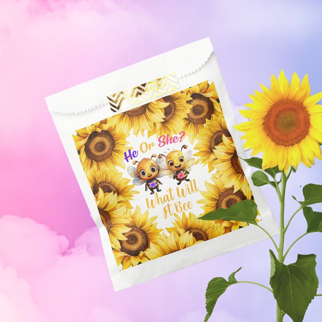 Sacolinha O Gênero Revela Ele ou Ela O Que Será Chá (Gender Reveal He or She What Will It Bee Shower Favor Bag)