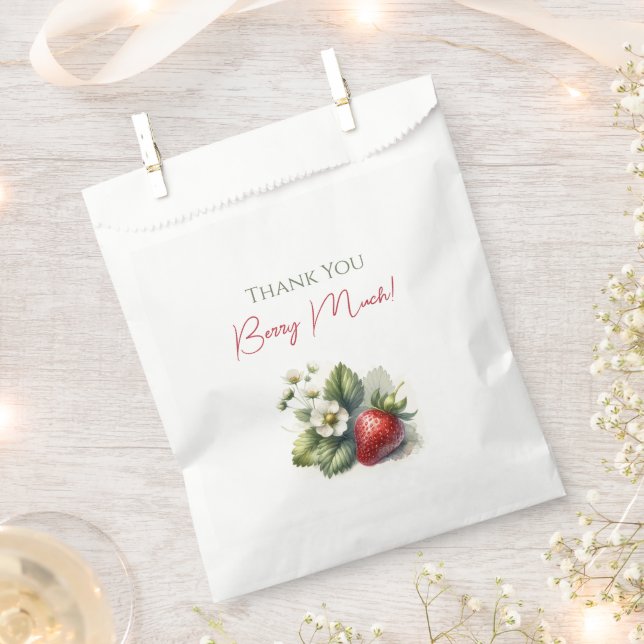 Sacolinha "Obrigado Berry Muitíssimo" Aniversário de Morango (Cortado)