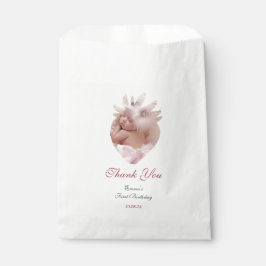 Sacolinha Obrigado bolsas de aniversário de framboesa com fo