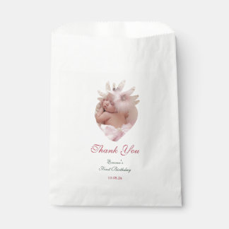 Sacolinha Obrigado bolsas de aniversário de framboesa com fo