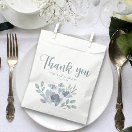 Sacolinha Obrigado Casamento Floral Azul Poeira