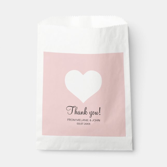 Sacolinha Obrigado de casamento branco elegante e pastel de  (Frente)