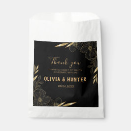 Sacolinha Obrigado de casamento Dourado e negro moderno