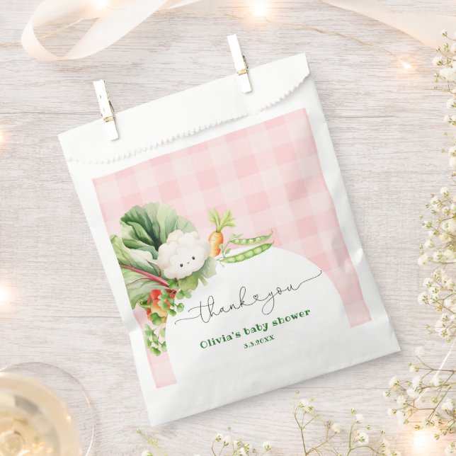 Sacolinha Obrigado de chá de fraldas rosa crescido localment (Cortado)