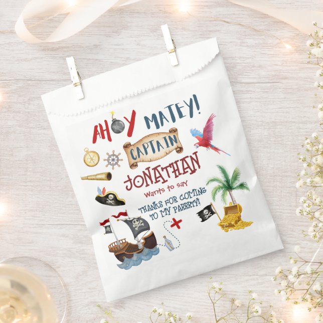 Sacolinha Obrigado de Festa de aniversário pirata (Cortado)