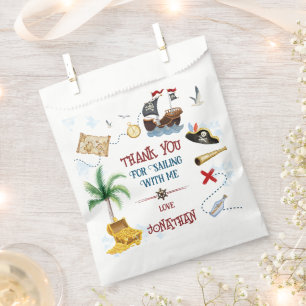 Sacolinha Obrigado Festa de piratas Bebê aniversário