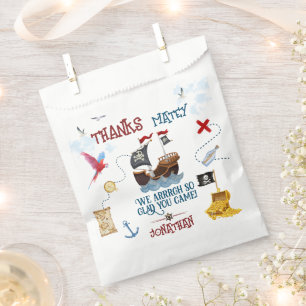 Sacolinha Obrigado Festa de piratas Bebê aniversário
