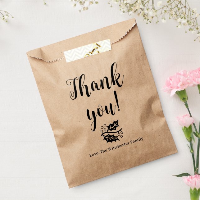 Sacolinha Obrigado folhagem script personalizado Dia de Ação (Selado)