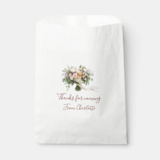 Sacolinha obrigado por vir bouquet floral verde azul nome mo