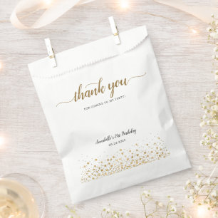 Sacolinha Obrigado Por Vir Confete Dourado Aniversário de 21