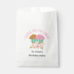 Sacolinha Obrigado Por Vir Cupcake Floral Aniversário