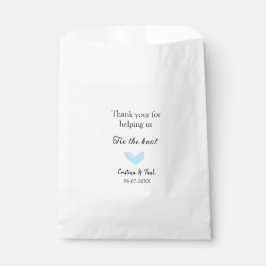 Sacolinha obrigado que amarre o nó azul do casamento.