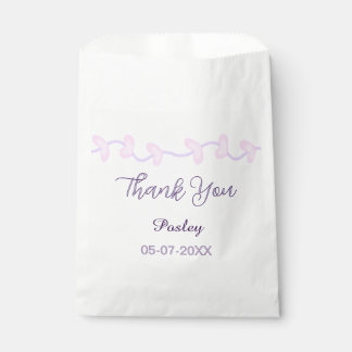 Sacolinha obrigado rosa roxo pastel casamento nome data lea