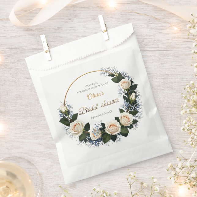 Sacolinha Obrigado Rosas Brancas e Respiração do Bebê Azul (Cortado)