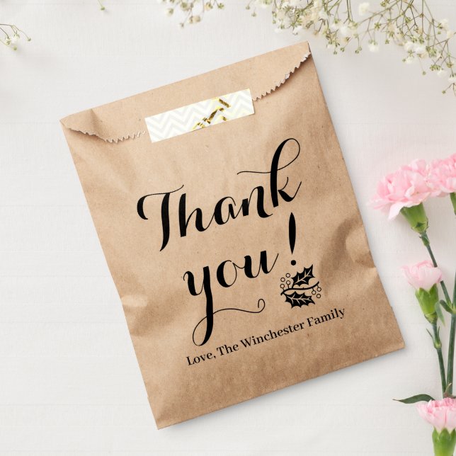 Sacolinha Obrigado script personalizado kraft rústico Ação d (Selado)
