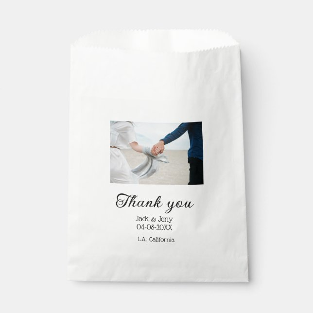 Sacolinha Obrigado simples e moderno casal de casamento mens (Frente)