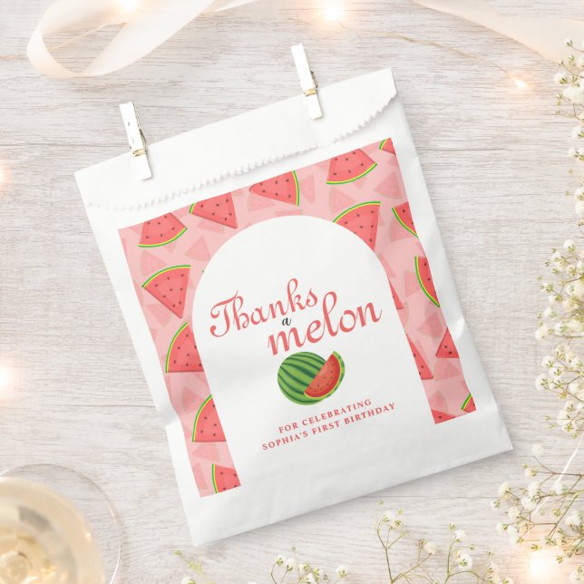 Sacolinha Obrigados A Melancia primeiro aniversario Melão (Cortado)