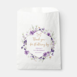 Sacolinha Obrigados de borboletas roxas de flores silvestres